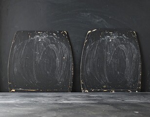 Two vintage blackboards, aged and dusty