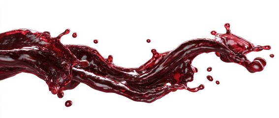 Dynamic red liquid splash against white background