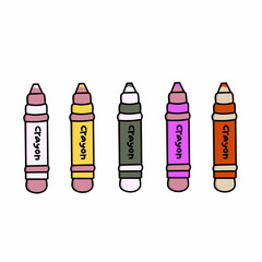 Art crayon vector with a variety of funny colors for children and the theme of education as well as school