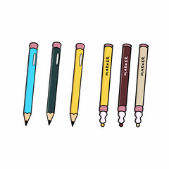 Vector Art Collection Collection of Color Pencils for School Themes and Education