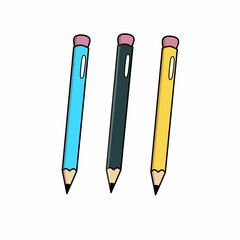 Vector Art Three Color Pencils for School Themes and Education