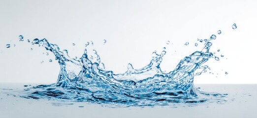 A dynamic water splash against a light background
