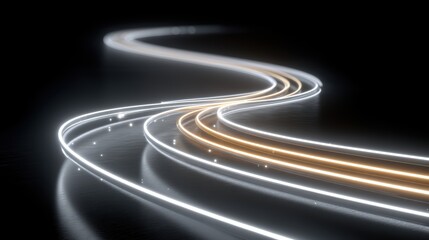 Mesmerizing long exposure of highway light trails at night, a captivating scene of urban movement