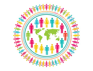 Global community collaboration around the world connecting people concept illustration