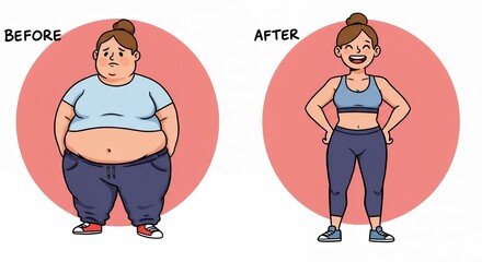 Weight loss transformation illustration