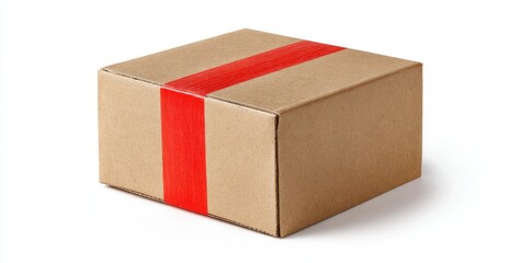 Cardboard box with red tape