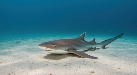 Obraz premium Shark underwater on sandy bottom
