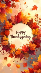 Autumn leaves frame Thanksgiving
