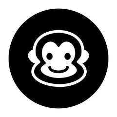black and white illustration of a monkey icon