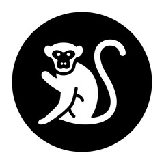 black and white illustration of a monkey icon