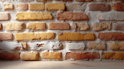 Close up of Yellow and Red Brick Wall Texture in Cinematic HDR with Architectural Detail and Rough Surface