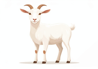 Adorable White Goat Illustration Farm Animal Clipart