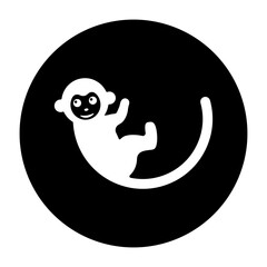 black and white illustration of a monkey icon