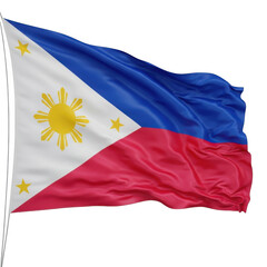 Waving philippine flag isolated on transparent background