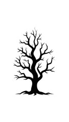 Silhouette of a bare, gnarled tree