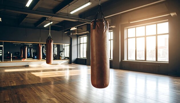 Empty gym with punching bags