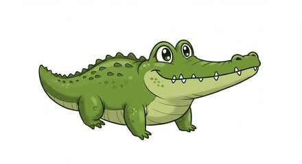 Leuke vrolijke krokodil lacht breed zacht licht. AI Generated