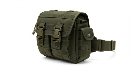 Handige groene heuptas stevig canvas militaire stijl. AI Generated