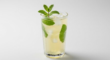 Verfrissende muntthee ijskoud geserveerd helder licht. AI Generated