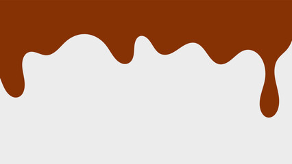 Wavy brown chocolate background with melting chocolate drops. Curved chocolate design concept. Melted chocolate wave texture.