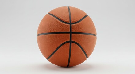 Fototapeta premium A basketball is shown in the center of the image with a simple white background