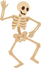 Skeleton dancing funny character isolated on transparent backcground