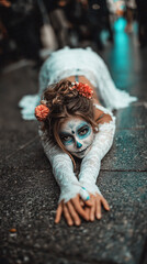 Catrina poses de yoga ciudad de mexico concepto