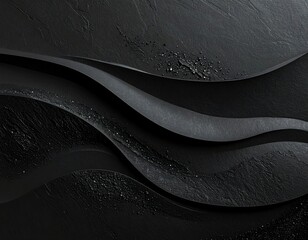 Dark, undulating waves of textured, abstract shapes, resembling fabric or clay, with subtle light variations creating depth and shadow