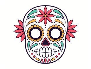 Obraz premium Day of the Dead Skull with Floral and Colorful Decorations Vector