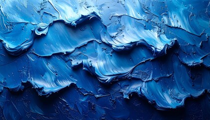 Abstract textured painting. Deep blues and whites. Impasto strokes
