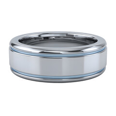 Men's Platinum Wedding Band with Blue Enamel Inlay