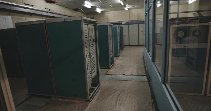 Nuclear Reactor Control Panel At The Chernobyl Nuclear Power Plant In Ukraine - Wide Shot