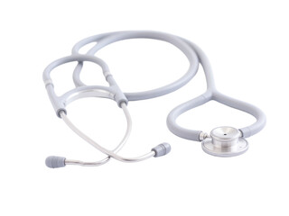 Stethoscope on white background showing medical instrument for health checkups and examinations