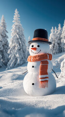 Obraz premium Winter wonderland snowman mountain landscape photography snowy forest close-up holiday cheer