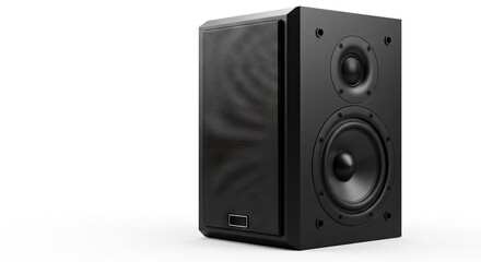 Obraz premium Black speaker featuring a grillcovered section and two circular drivers on the side