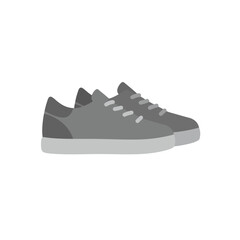 Pair of gray sneakers casual shoes laceup design flat style illustration.