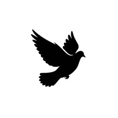 Silhouette of a Flying Pigeon Symbol of Peace and Freedom.