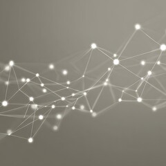 Abstract network graphic with light connections.  A soft gray background is overlaid with a network of light gray lines and points.  