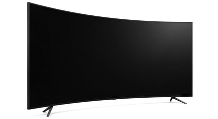 Curved black TV on a white background