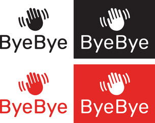 bye, goodbye, wave, hand, icon, logo, symbol, greeting, farewell, parting, leaving, saying goodbye, gesture, communication, motion, movement, graphic, design, illustration, black, white, red, contrast