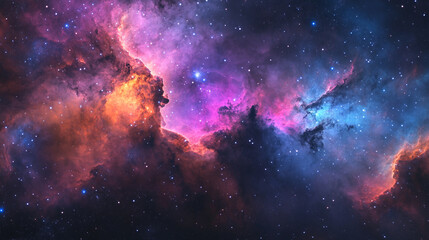 Deep Space Nebula with Blue and Orange Cosmic Dust