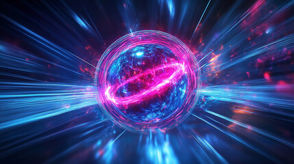 Vibrant Glowing Cosmic Energy Core or Quantum Sphere

