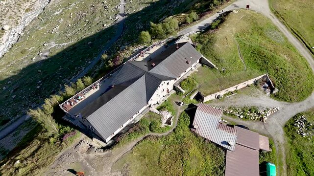 4k high resolution video of the famous Refuge Elena- Italy. A must go through point in the famous and beautiful TMB- Tour du Mont Blanc Trail.