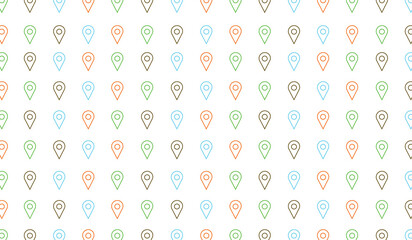 Vibrant location pin pattern for travel blog background or colorful map design, perfect for a modern app interface or website with a playful navigation theme