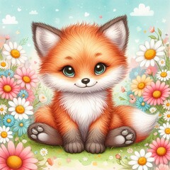 kitten with a flower