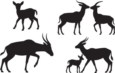 Deer Silhouette Set Elegant Wild Animal Design Nature Wildlife Illustration Collection © Pappu0099