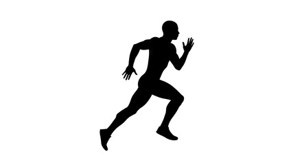 Obraz premium Silhouette of a person running with one arm forward and one arm back on a white background