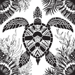 Turtle silhouette vector symbol representing nature wildlife and marine