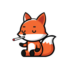 Smoking Fox Character Vector