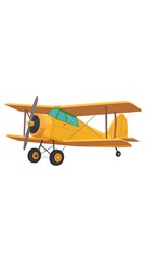 Yellow biplane, cartoon style